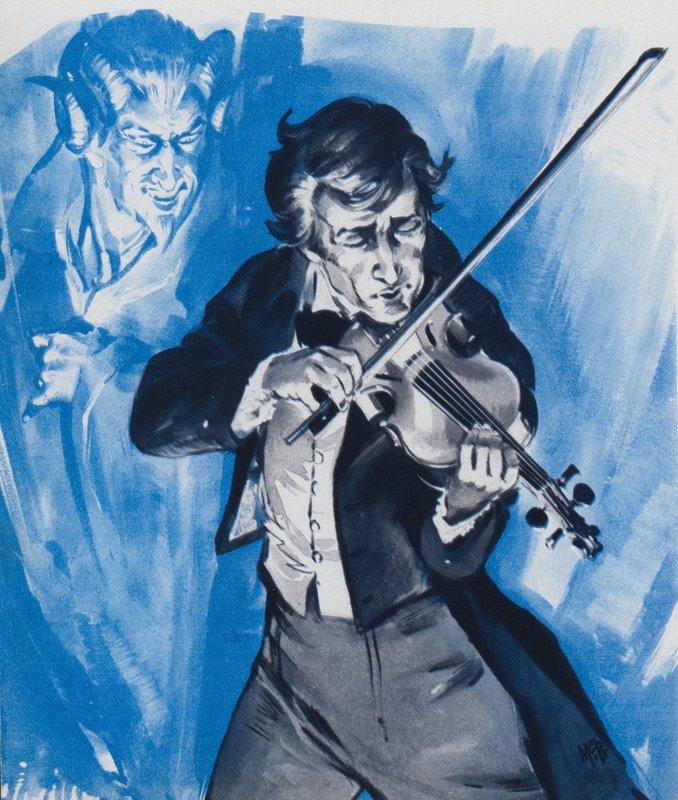 Nicolo Paganini - czy zaprzedał duszę diabłu (kolorowa litografia) autorstwa Angus McBride