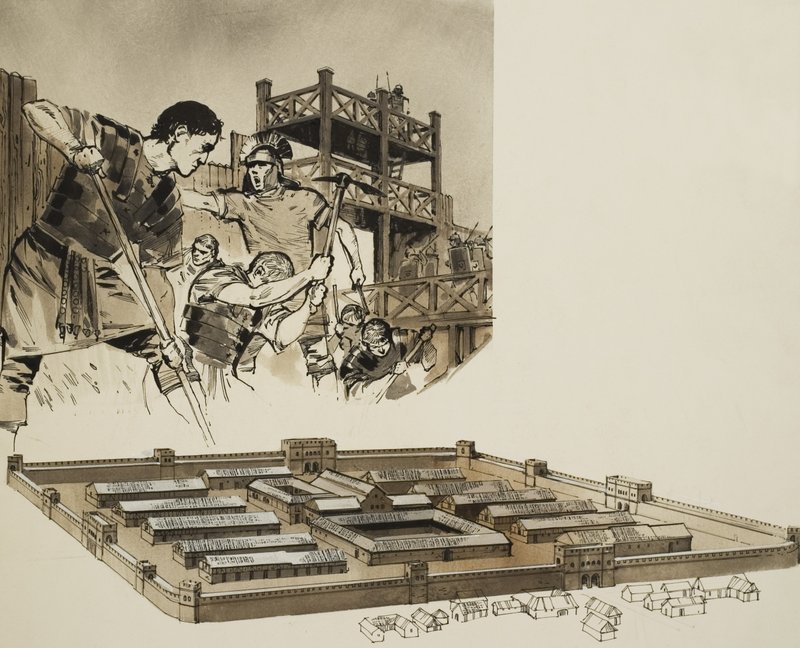 Roman Camp (gwasz na papierze) autorstwa Angus McBride