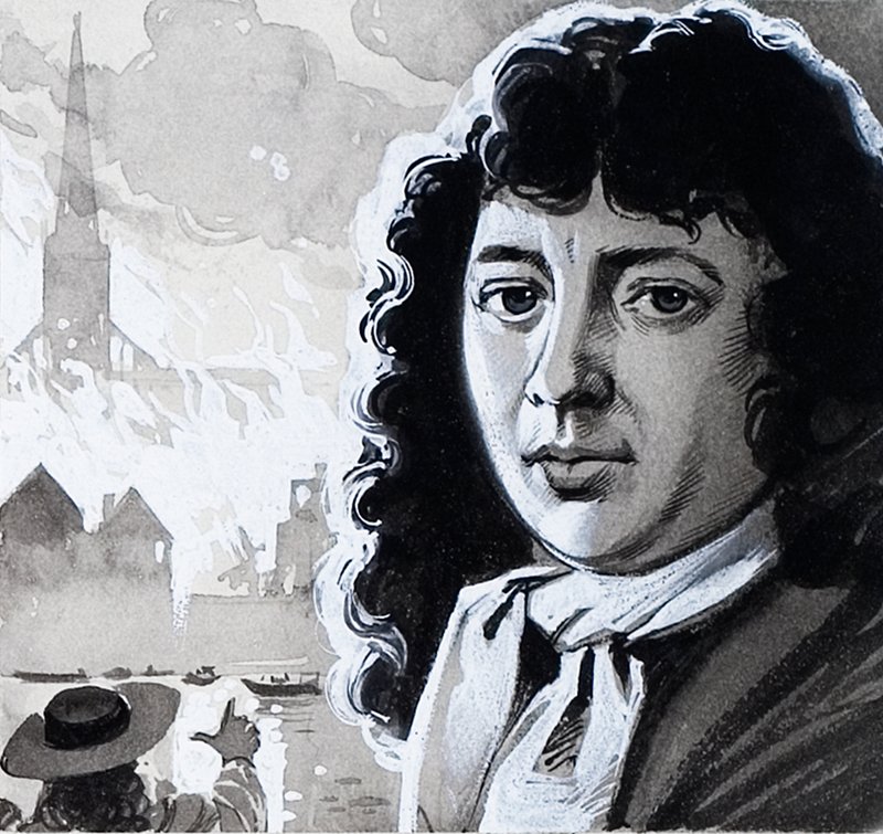 Samuel Pepys i wielki pożar Londynu autorstwa Angus McBride
