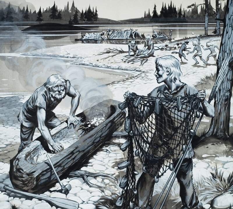 Leśni mieszkańcy Skandynawii (gwasz na papierze) autorstwa Angus McBride