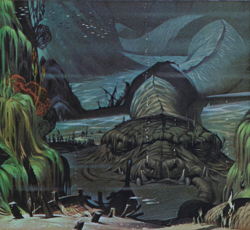 Wąż Midgardu (kolorowa litografia) autorstwa Angus McBride