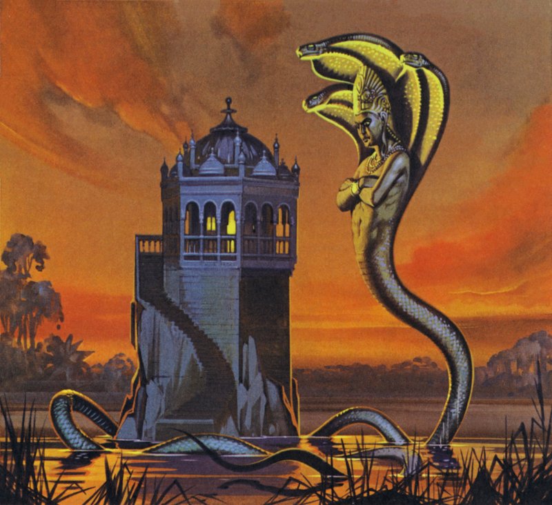 Naga-Król (kolorowa litografia) autorstwa Angus McBride