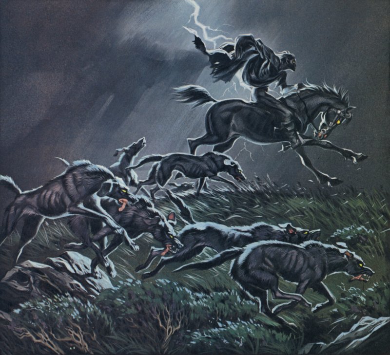 Dzikie polowanie (kolorowa litografia) autorstwa Angus McBride