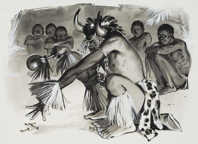 Szaman (gwasz na papierze) autorstwa Angus McBride