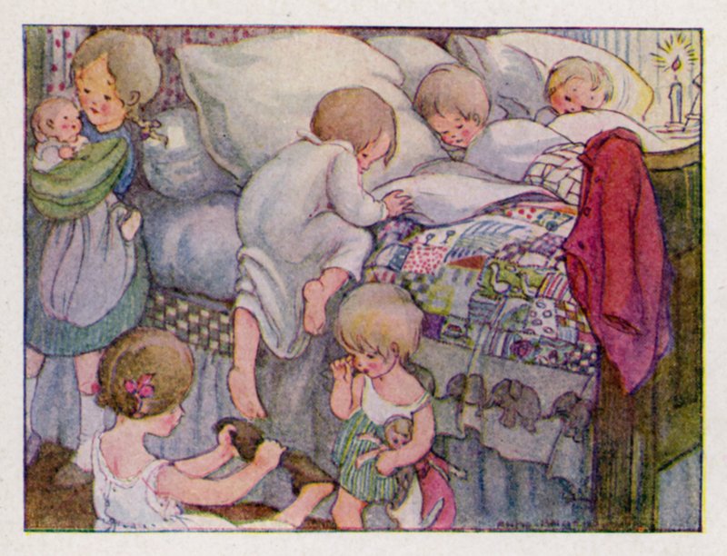 Rymowanka: Wee Willie Winkie biegnie przez miasto (kolor lito) autorstwa Anne (after) Anderson