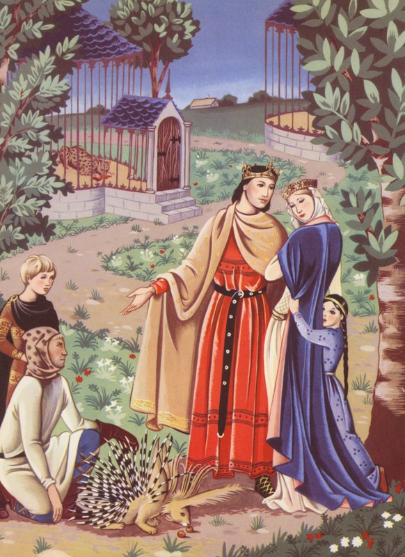 Henryk I i jeżozwierz (kolorowa litografia) autorstwa Anne & Johnstone Janet (1928 79) Johnstone