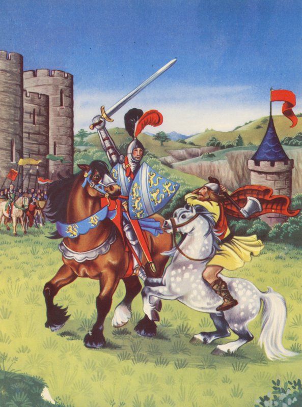 Robert Bruce i Henry de Bohun (kolorowa litografia) autorstwa Anne & Johnstone Janet (1928 79) Johnstone