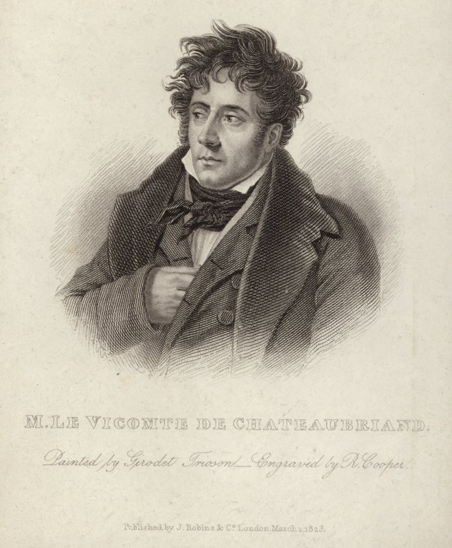 Portret wicehrabiego de Chateaubriand autorstwa Anne Louis Girodet de Roucy Trioson