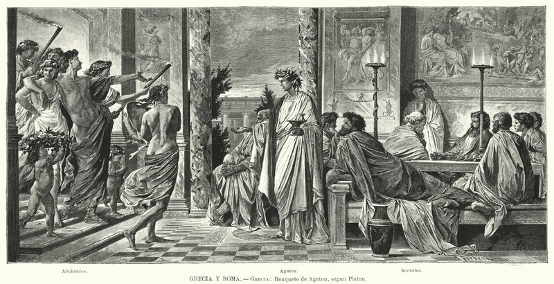 Bankiet Agathon, starożytna Grecja, według Platona (lito) autorstwa Anselm Feuerbach
