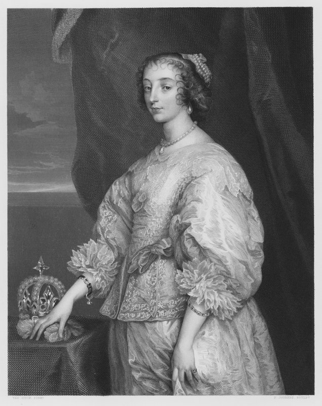 Królowa Henrietta Maria, ze zdjęcia w Królewskiej Kolekcji (rycina) autorstwa Anthony van (after) Dyck