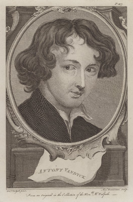 Sir Anthony van Dyck, flamandzki artysta działający w Anglii (grafika) autorstwa Anthony van (after) Dyck