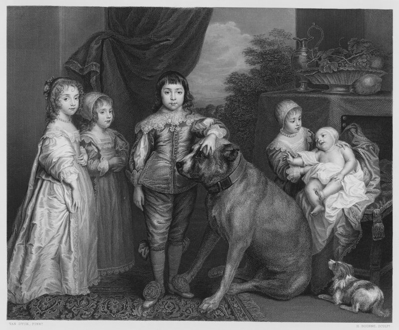 Rodzina Karola 1, ze zdjęcia w Królewskiej Kolekcji (rycina) autorstwa Anthony van (after) Dyck