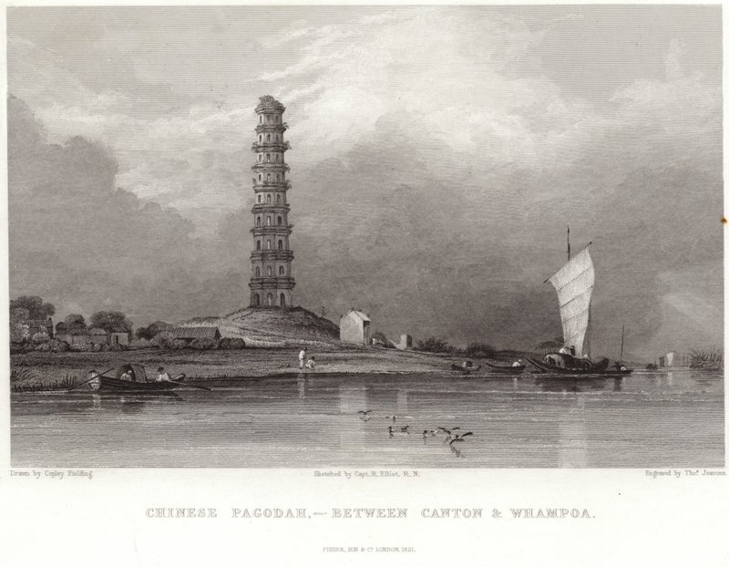 Chińska pagoda między Kantonem a Whampoa autorstwa Anthony van Dyck