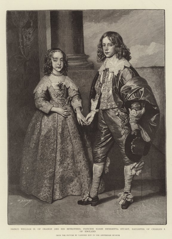 Książę Wilhelm II Orański i jego narzeczona, księżniczka Maria Henrietta Stuart, córka Karola I w Anglii autorstwa Anthony van Dyck
