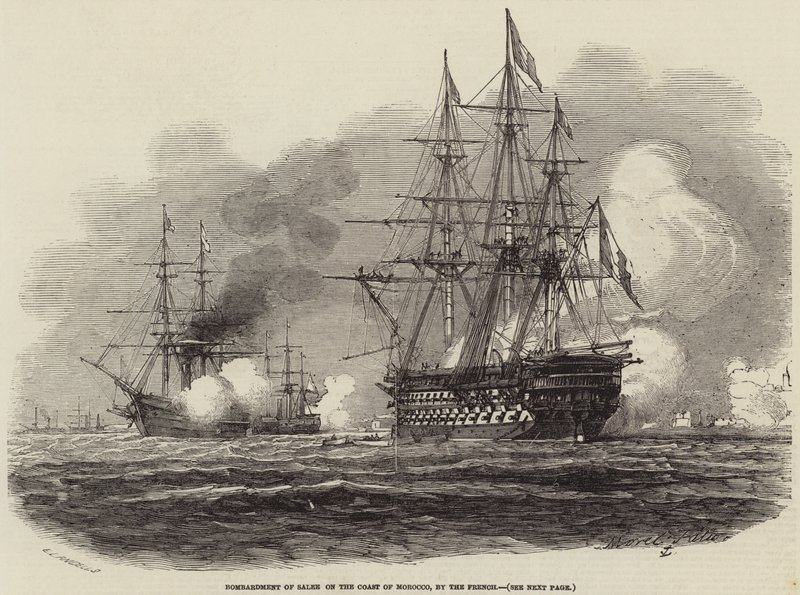 Bombardowanie Salee na wybrzeżu Maroka, przez Francuzów autorstwa Antoine Leon Morel Fatio