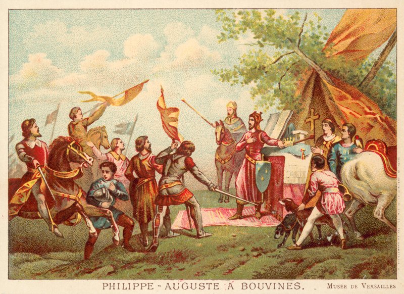Filip August z Francji w Bouvines, 1214 (chromolitho) autorstwa Antoine Charles Horace Vernet