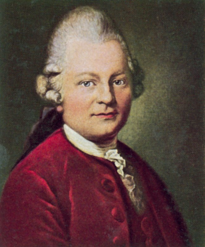 Gotthold Ephraim Lessing, niemiecki dramaturg i filozof (kolorowa litografia) autorstwa Anton Graff