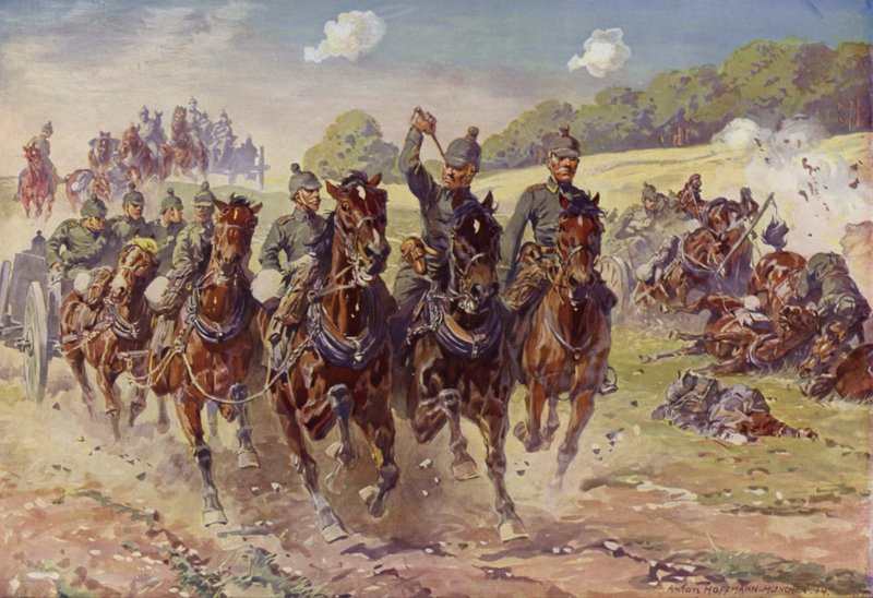 Niemiecka bateria husarska pod ostrzałem wroga autorstwa Anton Hoffmann
