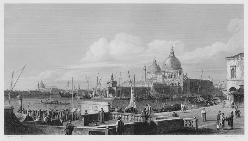 Dogana, Wenecja, ze zdjęcia w Królewskiej Kolekcji (ryba) autorstwa Antonio (after) Canaletto