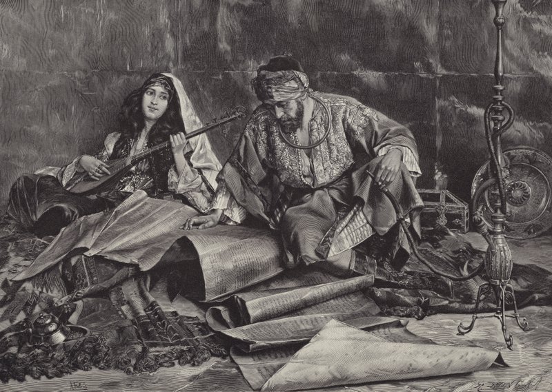 Ulubiona piosenka sułtana (rycina) autorstwa Antonio Maria Fabres y Costa