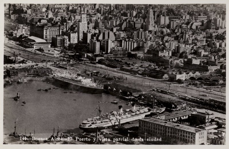 Port i częściowy widok na miasto, Buenos Aires, Argentyna autorstwa Argentinian Photographer