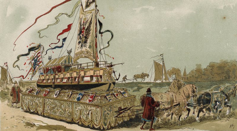 Barka na kanale Brugia-Gandawa, Niderlandy Hiszpańskie, XVI w. autorstwa Armand Jean Heins