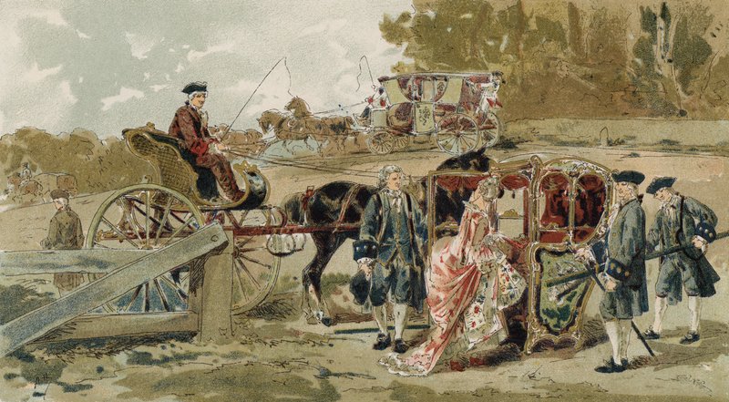 Fliguette i lektyka, Holandia Austriacka, XVIII wiek autorstwa Armand Jean Heins