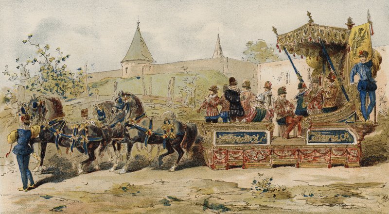 Kupcy unoszą się na wodzie niosąc muzyków, Holandia hiszpańska, XVI wiek autorstwa Armand Jean Heins