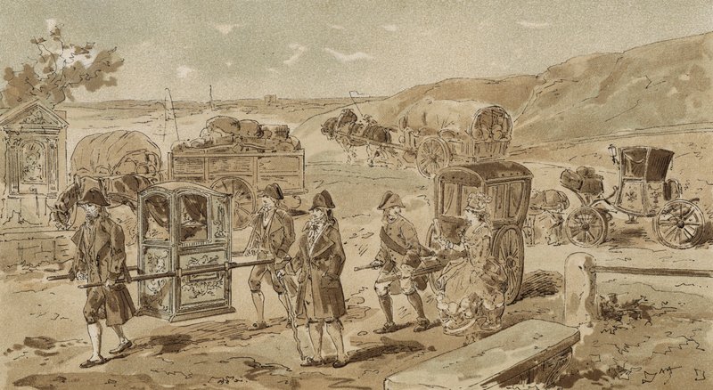 Krzesło sedan, ciężki wóz, winegret i coupe, Holandia Austriacka, XVIII wiek autorstwa Armand Jean Heins
