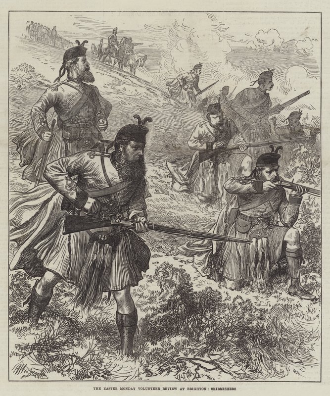 Przegląd wolontariuszy w Poniedziałek Wielkanocny w Brighton, Skirmishers autorstwa Arthur Hopkins