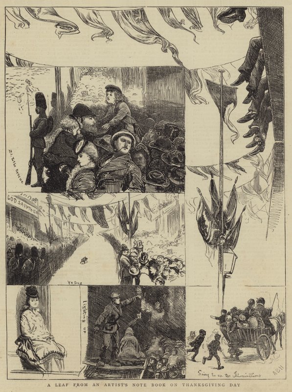 Listek z notatnika artysty w Święto Dziękczynienia autorstwa Arthur Boyd Houghton