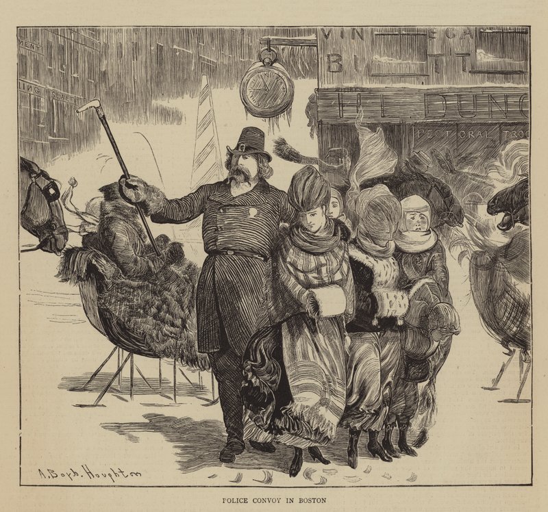 Graficzna Ameryka, Shakerzy, Konwój policyjny w Bostonie autorstwa Arthur Boyd Houghton