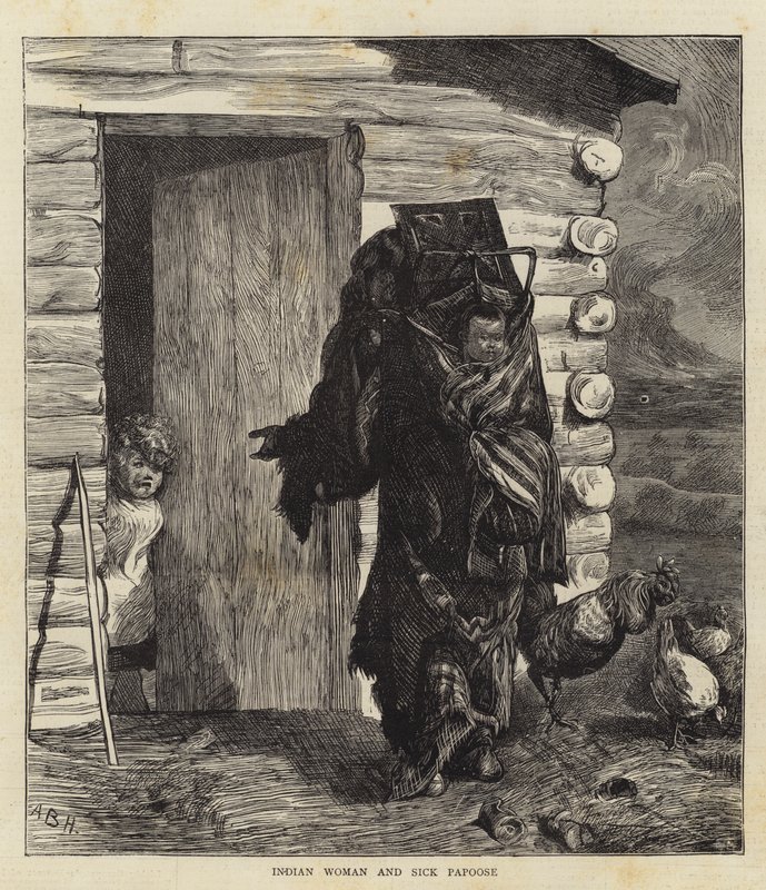Hinduska i chory Papoose autorstwa Arthur Boyd Houghton