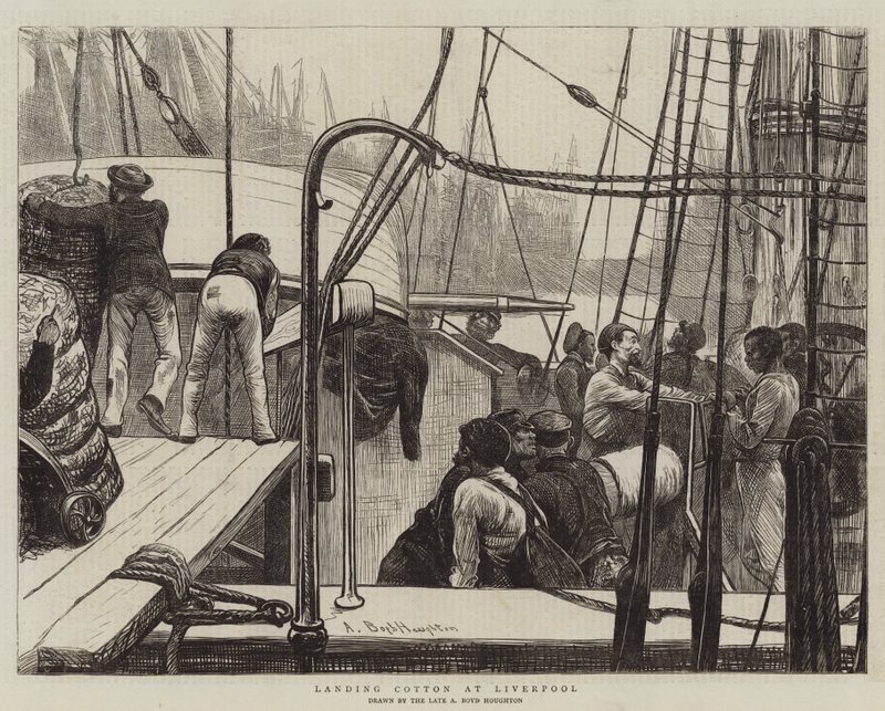 Lądowanie bawełny w Liverpoolu autorstwa Arthur Boyd Houghton