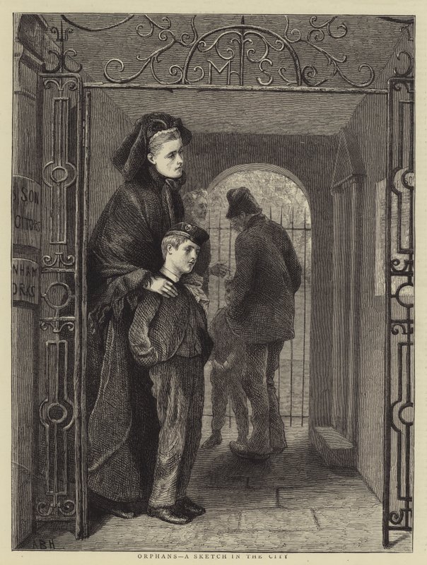 Sieroty, szkic w mieście autorstwa Arthur Boyd Houghton