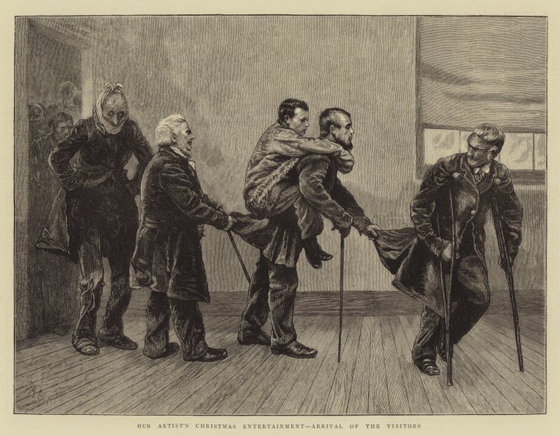 Świąteczna rozrywka naszego artysty, przyjazd gości autorstwa Arthur Boyd Houghton