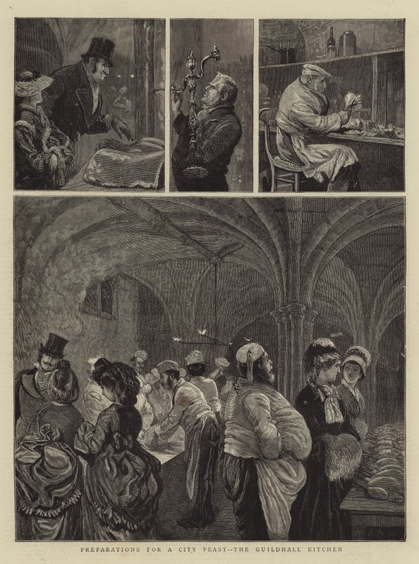 Przygotowania do uczty miejskiej, Guildhall Kitchen autorstwa Arthur Boyd Houghton