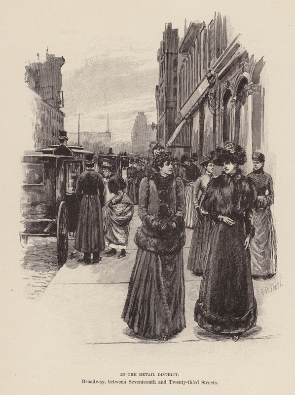 W dzielnicy handlowej (grawerunek) autorstwa Arthur Burdett Frost