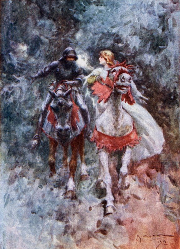 Rycerz i Lorelei (kolor lito) autorstwa Arthur C. (after) Michael