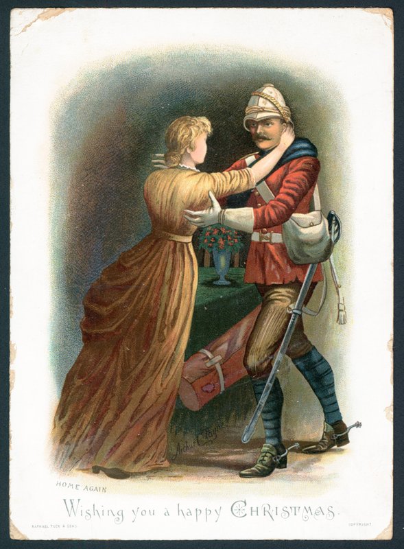 Home Again - Kartka z życzeniami bożonarodzeniowymi (chromolitho) autorstwa Arthur Charles Payne