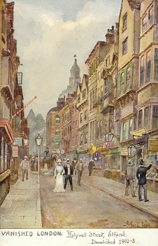 Zaginiony Londyn - Hollywell Street, Strand, Zburzony 1902-3 autorstwa Arthur Charles Payne