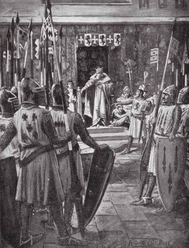 Henryk III i baronowie (litografia) autorstwa Arthur David (after) McCormick