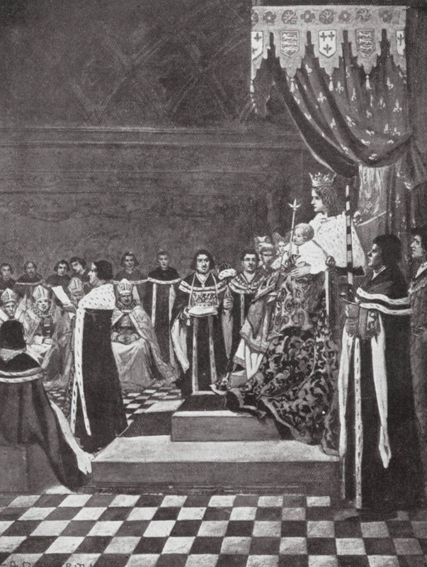Henryk VI otwierający parlament ze swoją matką (litografia) autorstwa Arthur David (after) McCormick