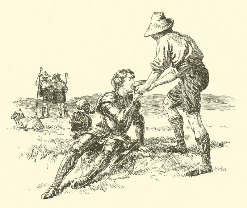 Sir Calidore, rycerz uprzejmości, The Quest Of The Blatant Beast (rycina) autorstwa Arthur George Walker
