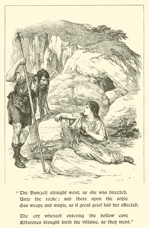 Przygody sir Artegalla, w jaskini oszustwa (rycina) autorstwa Arthur George Walker