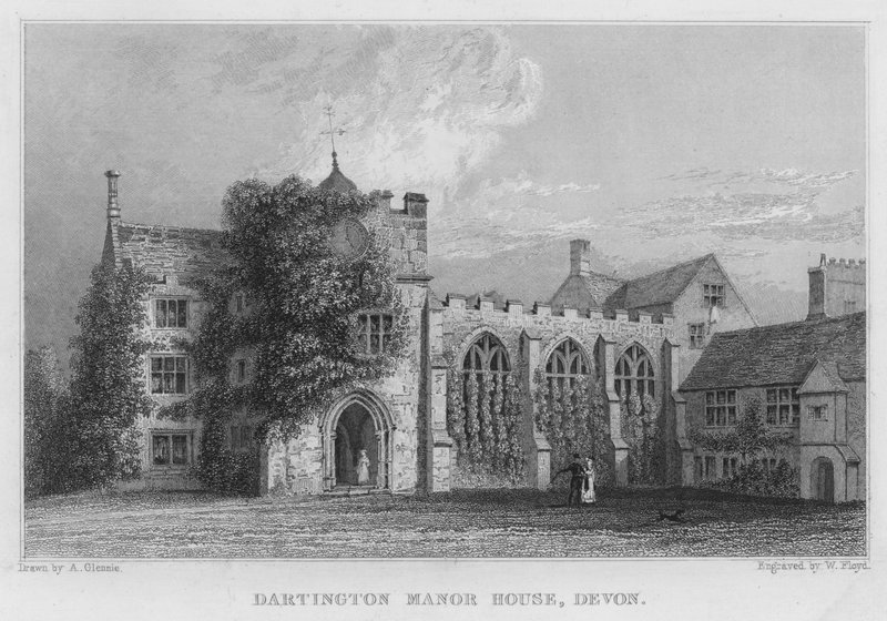 Darlington Manor House, Devon (grawerowanie) autorstwa Arthur Glennie