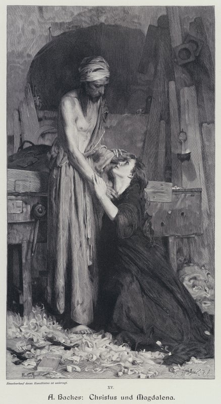 Chrystus i Magdalena (rycina) autorstwa Arthur Hacker