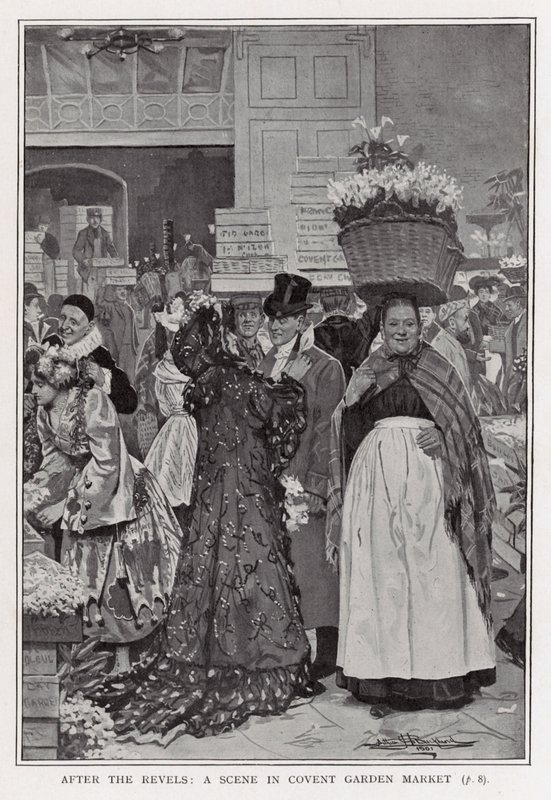 Po hulankach – scena na Covent Garden Market autorstwa Arthur Herbert Buckland