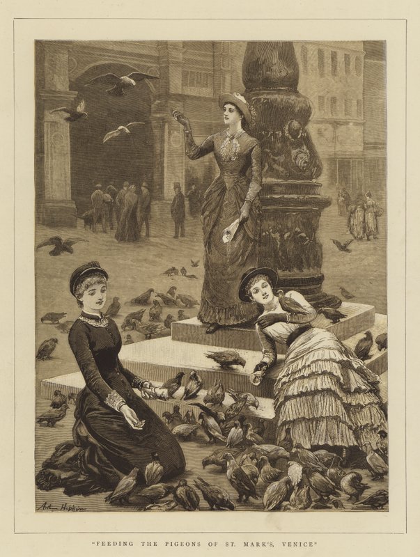 Karmienie gołębi św. Marka, Wenecja autorstwa Arthur Hopkins