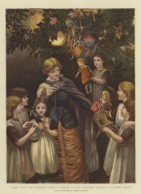 Owoce z choinki, szkic w szpitalu Foundling, Guildford Street (chromolit) autorstwa Arthur Hopkins
